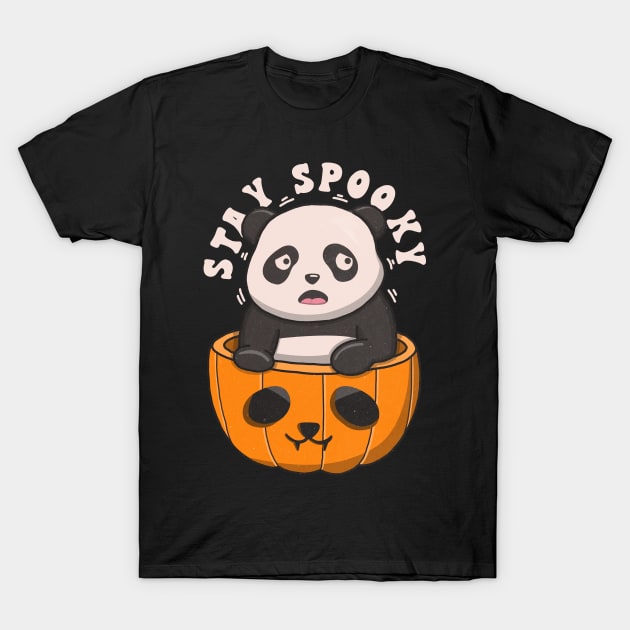 Retro Panda Stay Spooky T-Shirt by Luna Illustration